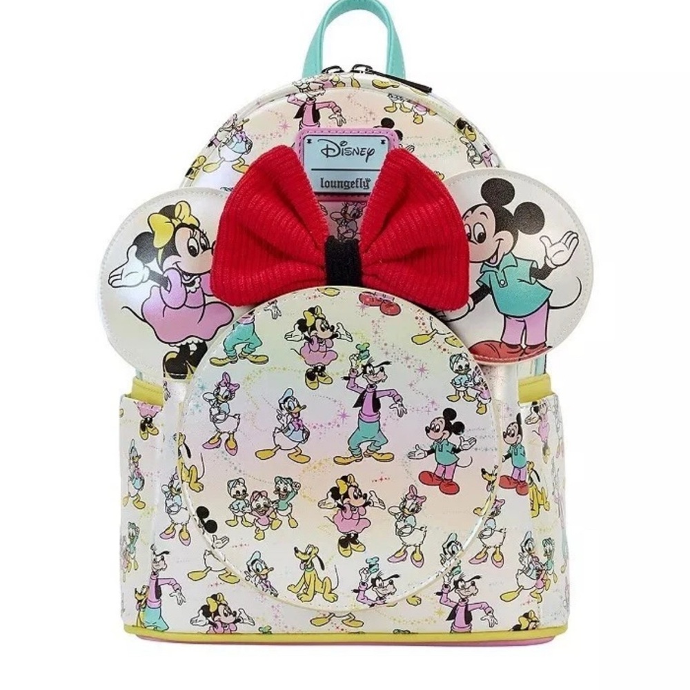 Loungefly Disney100 Classic Iridescent Print Mini Backpack w/Ears and wallet
